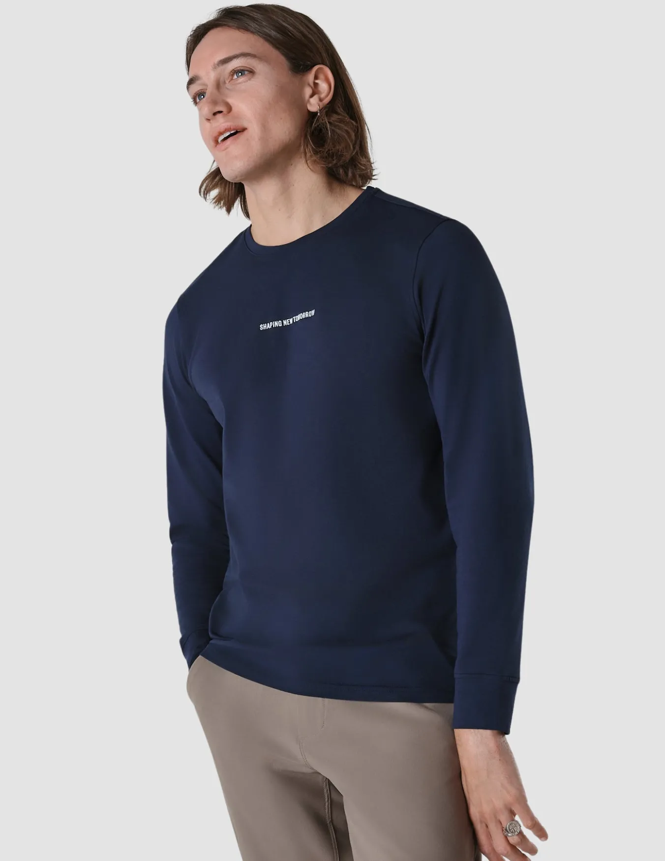 Supima Autograph Long-Sleeved T-shirt Navy