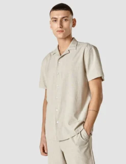Tech Linen Bowling Short Sleeve Shirt Sandshell