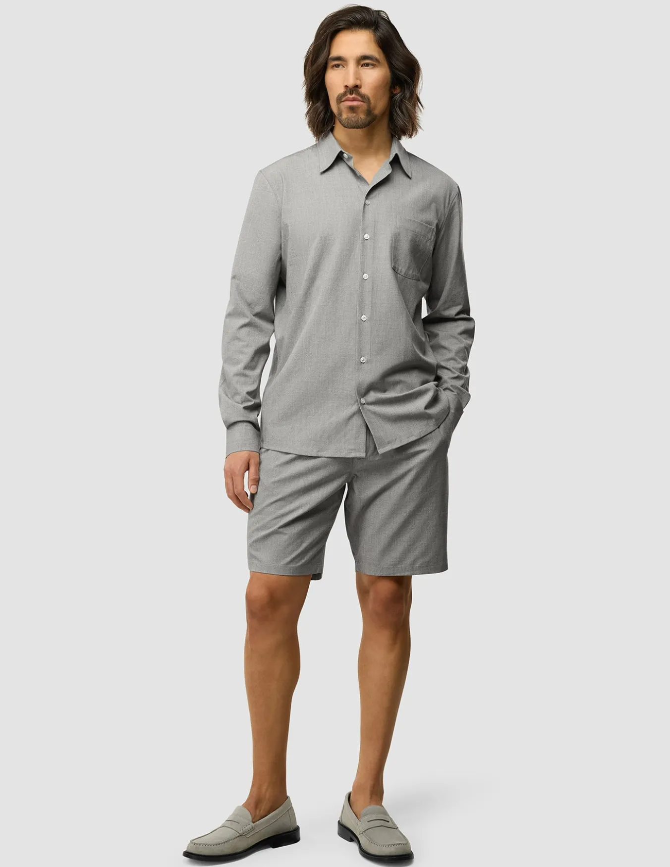 Tech Linen Casual Shirt Charcoal