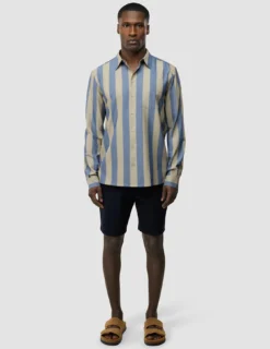 Tech Linen Casual Shirt Coastal Stripes
