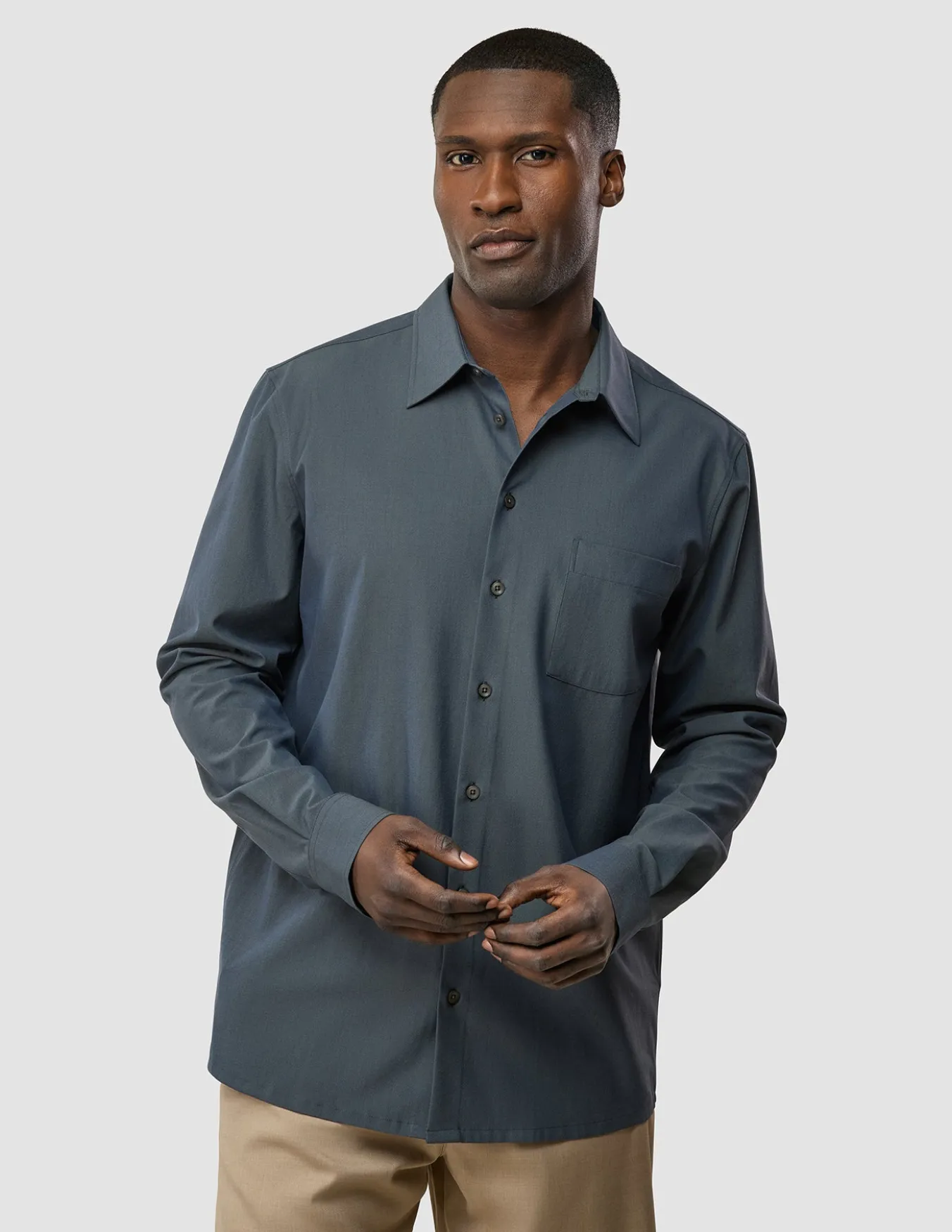 Tech Linen Casual Shirt Navy