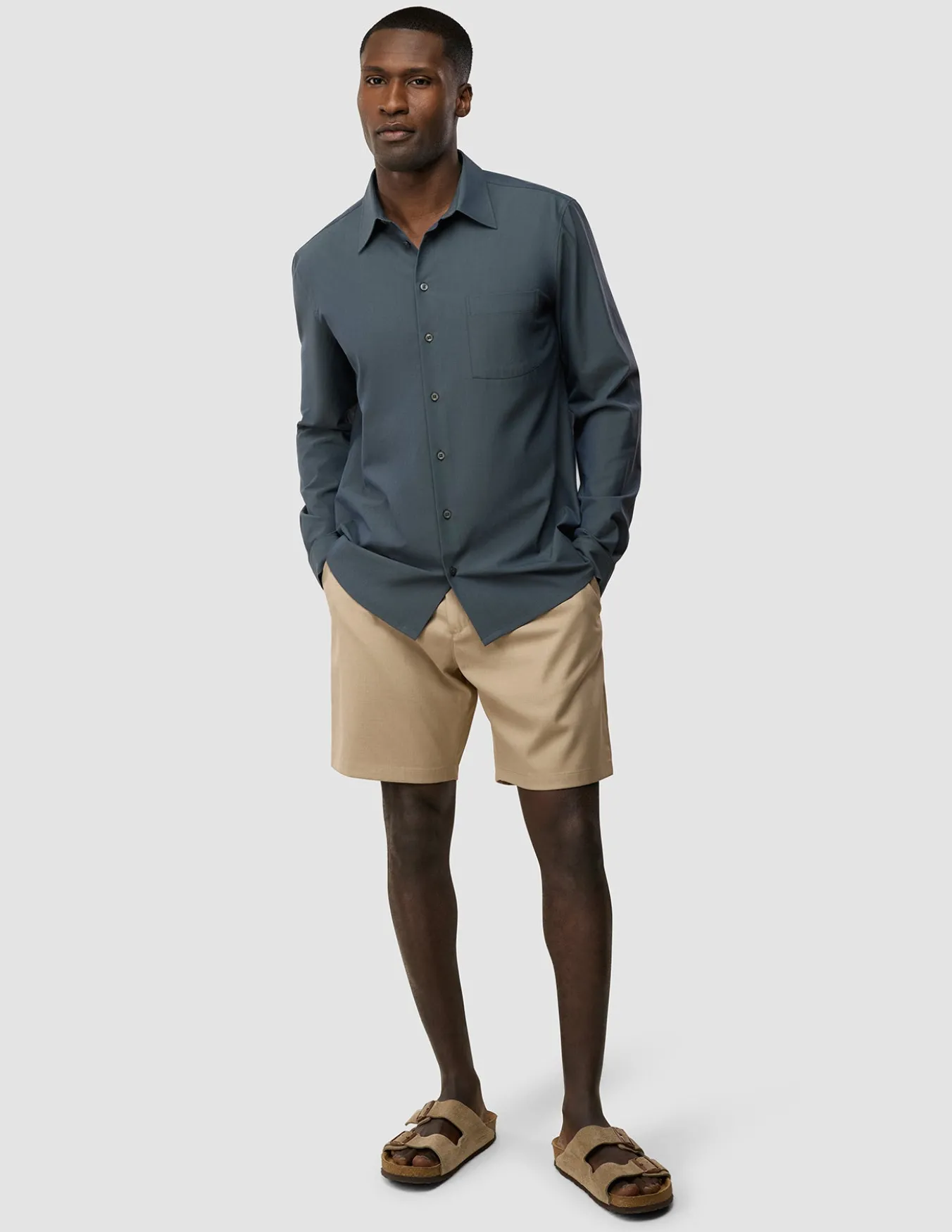 Tech Linen Casual Shirt Navy