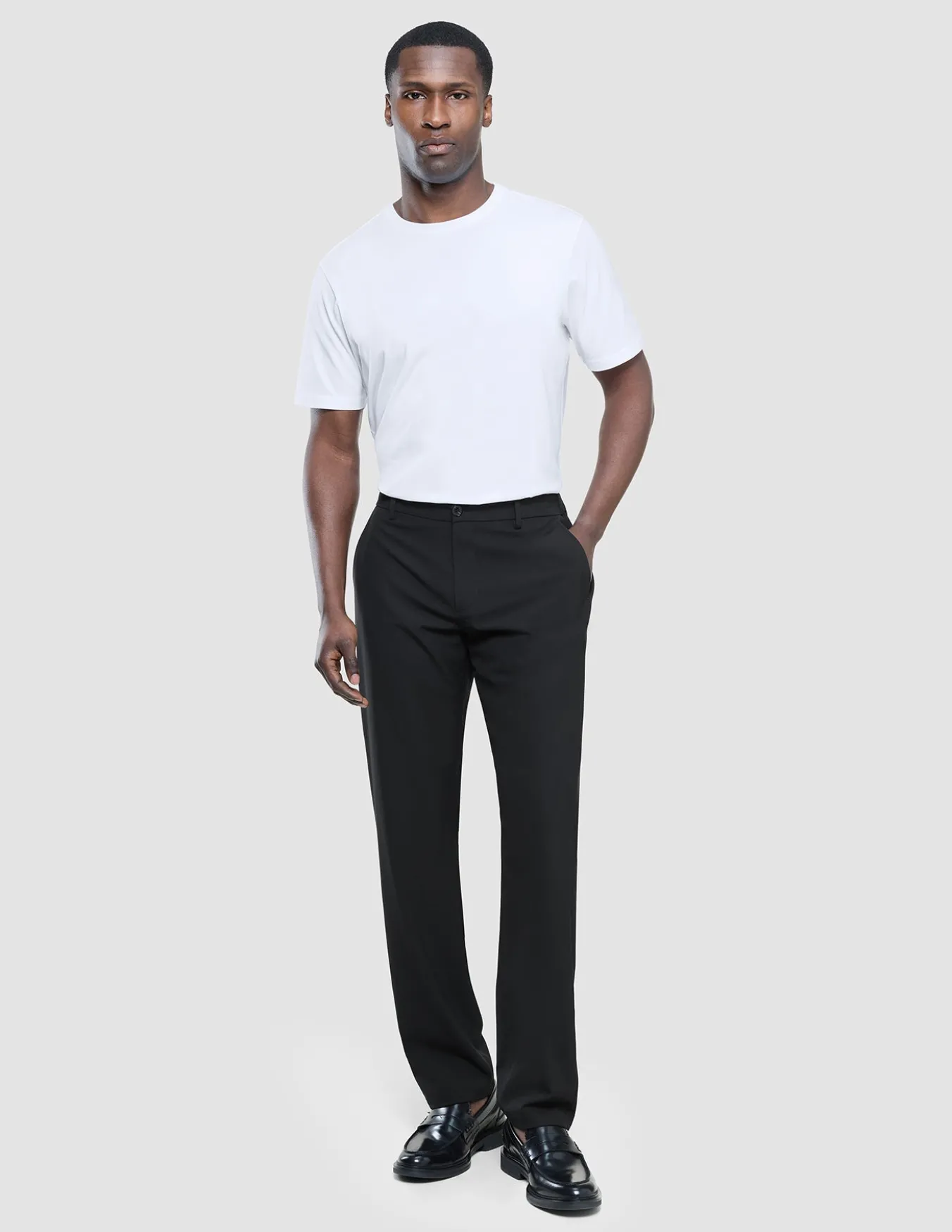 Tech Linen Elastic Pants Black