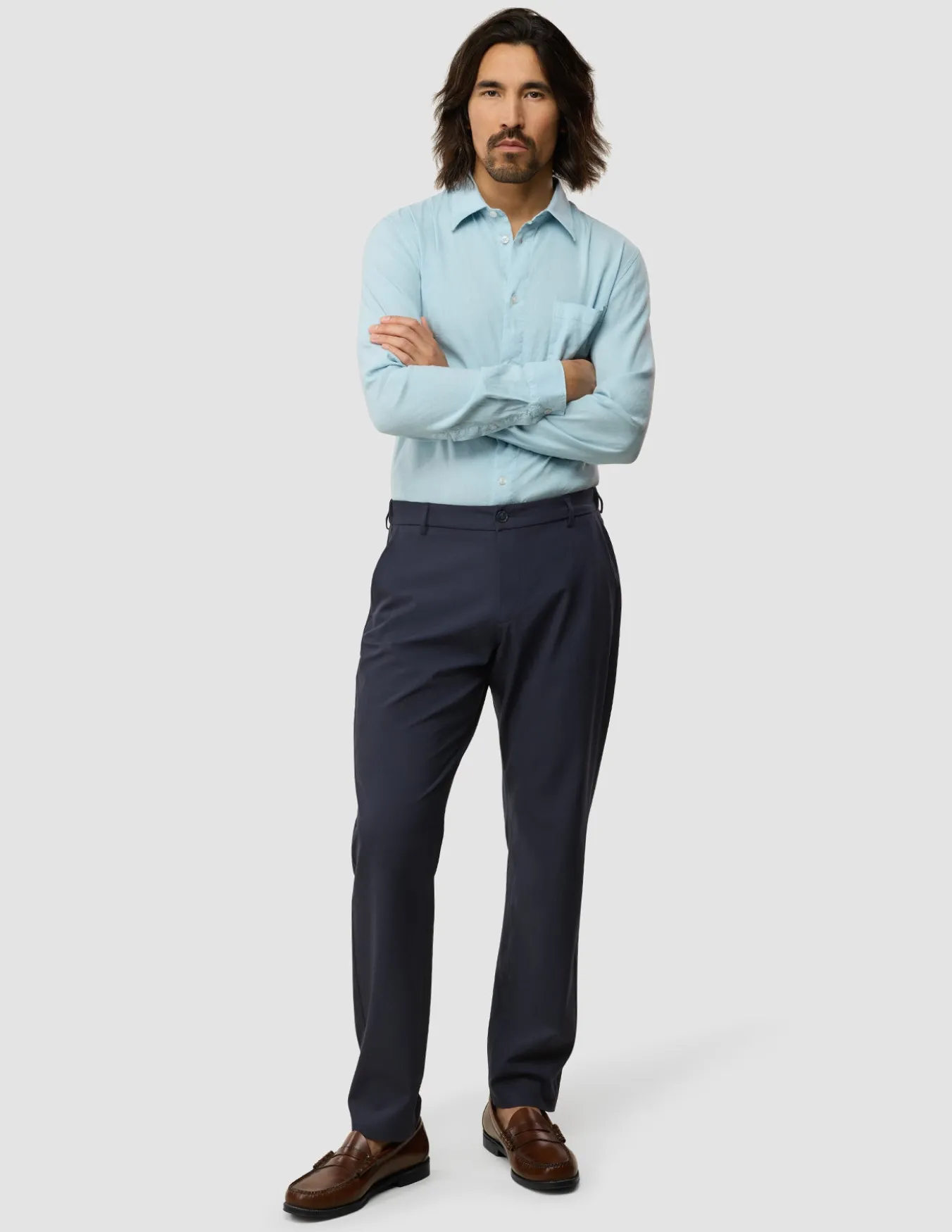 Tech Linen Elastic Pants Midnight Blue