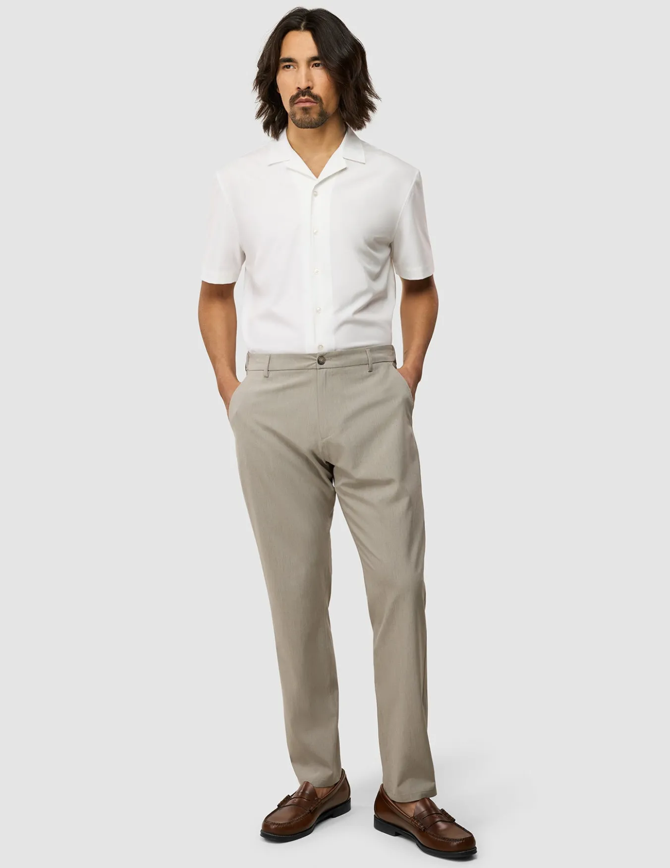 Tech Linen Elastic Pants Raw Beige