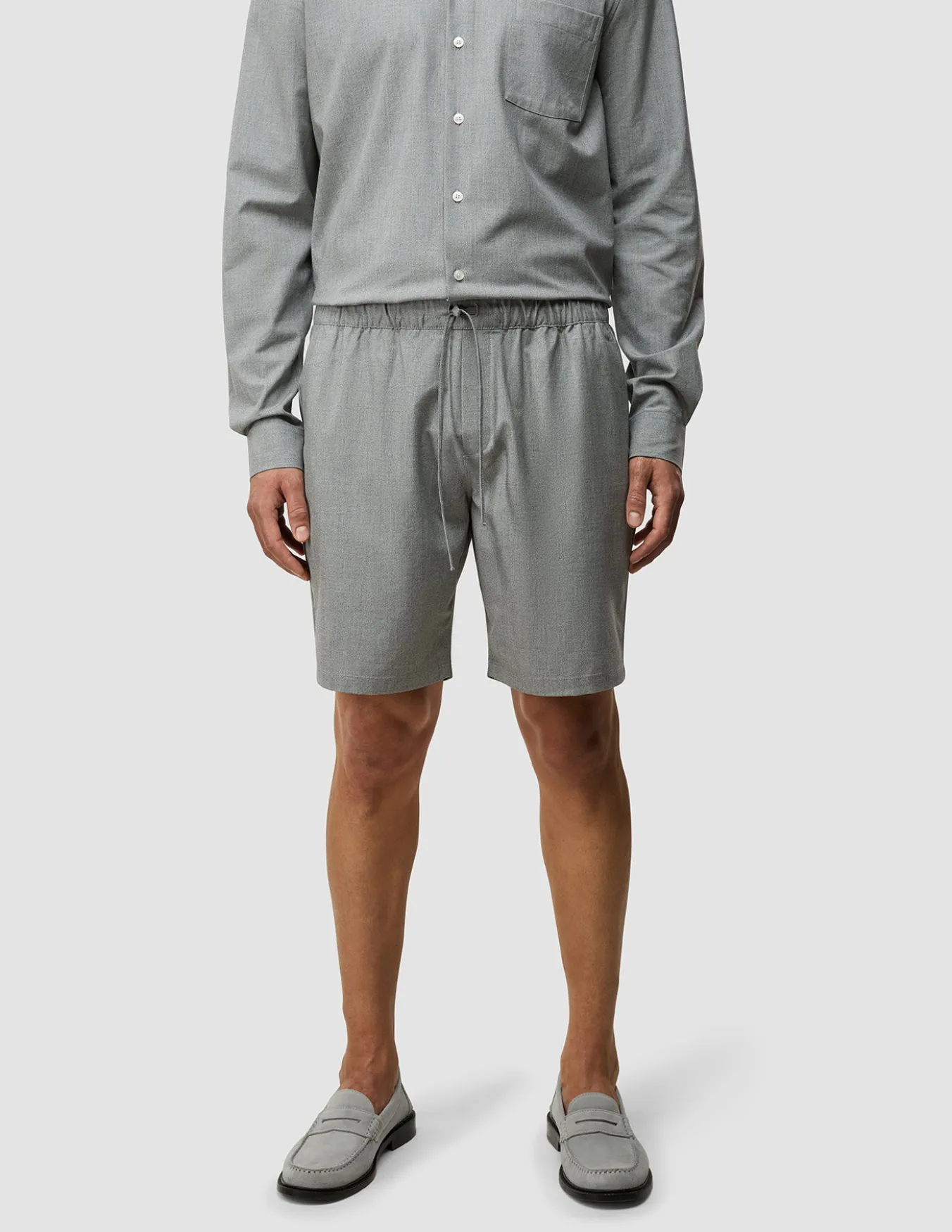 Tech Linen Elastic Shorts Charcoal