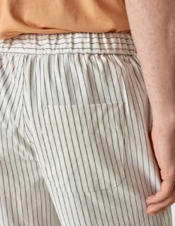 Tech Linen Elastic Shorts Navy Pinstripe