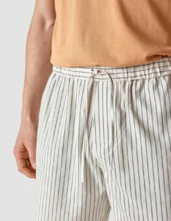 Tech Linen Elastic Shorts Navy Pinstripe
