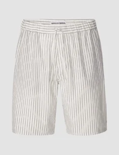 Tech Linen Elastic Shorts Navy Pinstripe