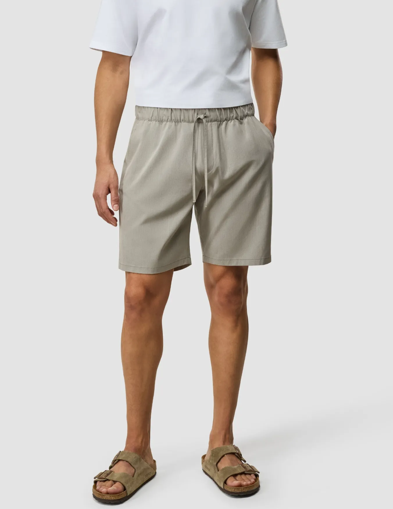 Tech Linen Elastic Shorts Raw Beige