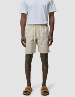 Tech Linen Elastic Shorts Sandshell Stripe