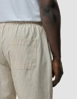 Tech Linen Elastic Shorts Sandshell Stripe