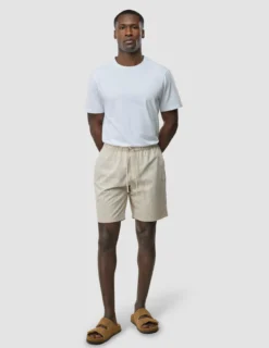 Tech Linen Elastic Shorts Sandshell Stripe