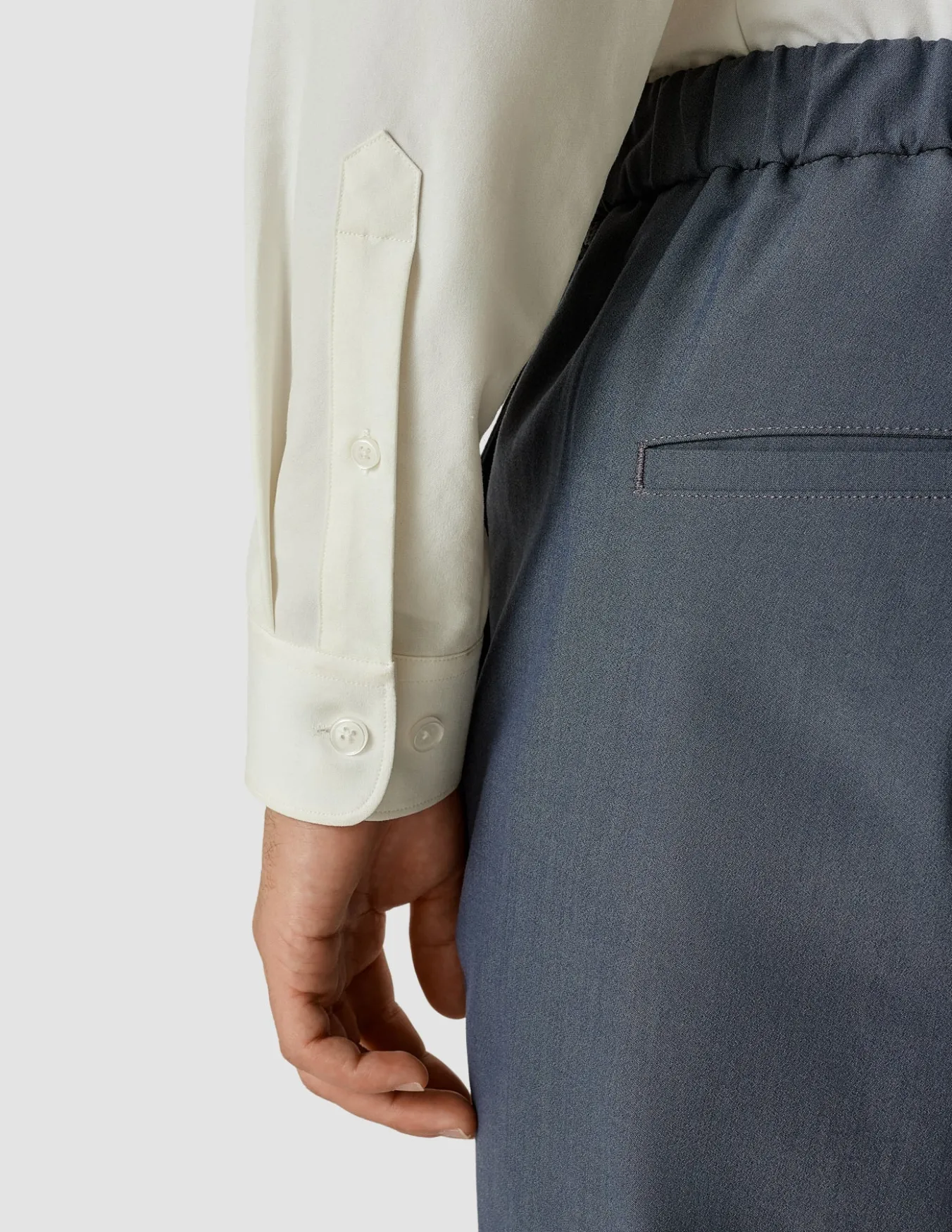 Tech Linen Mandarin Long Sleeve Shirt White