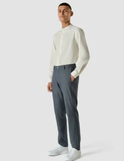 Tech Linen Mandarin Long Sleeve Shirt White