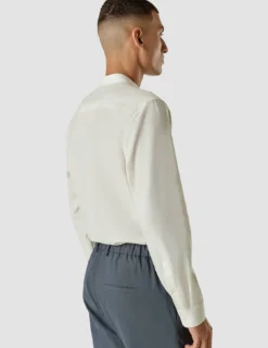 Tech Linen Mandarin Long Sleeve Shirt White