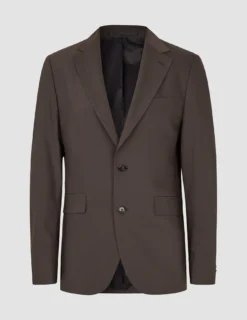 Tech Wool Blazer Dark Cocoa Brown Slim