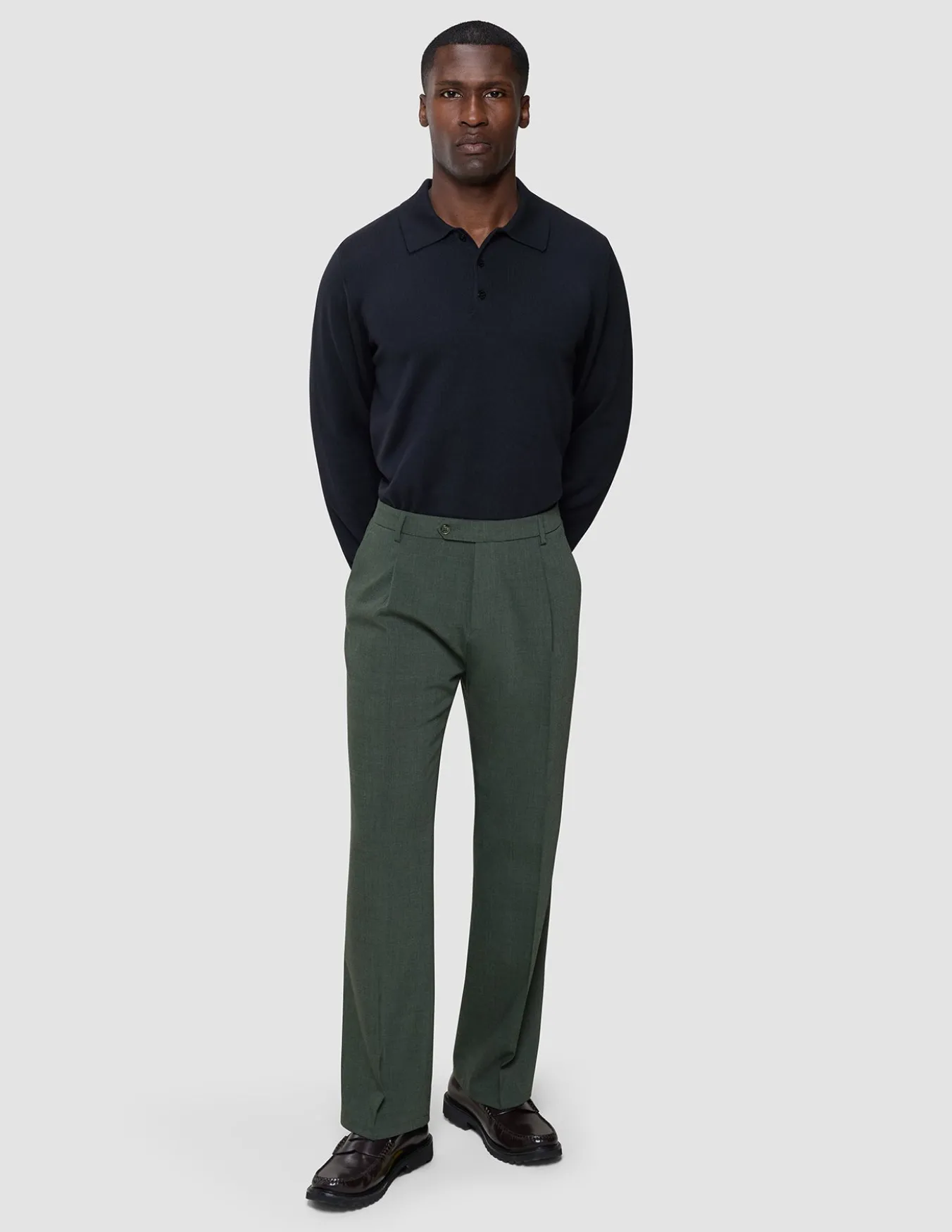 Tech Wool Suit Pants Relaxed Fit Green Night