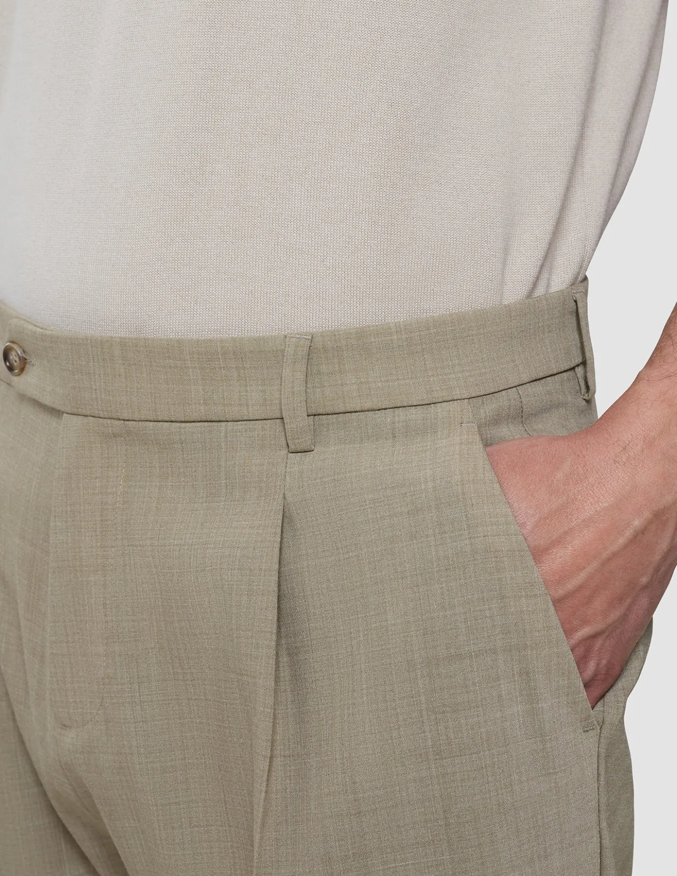 Tech Wool Suit Pants Relaxed Fit Sand