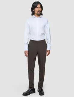 Tech Wool Suit Pants Slim Cocoa Brown