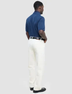Textured Knitted Short Sleeve Polo Shirt Navy