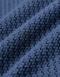 Textured Knitted Short Sleeve Polo Shirt Navy