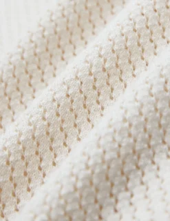 Textured Knitted Short Sleeve Polo Shirt Buttercream