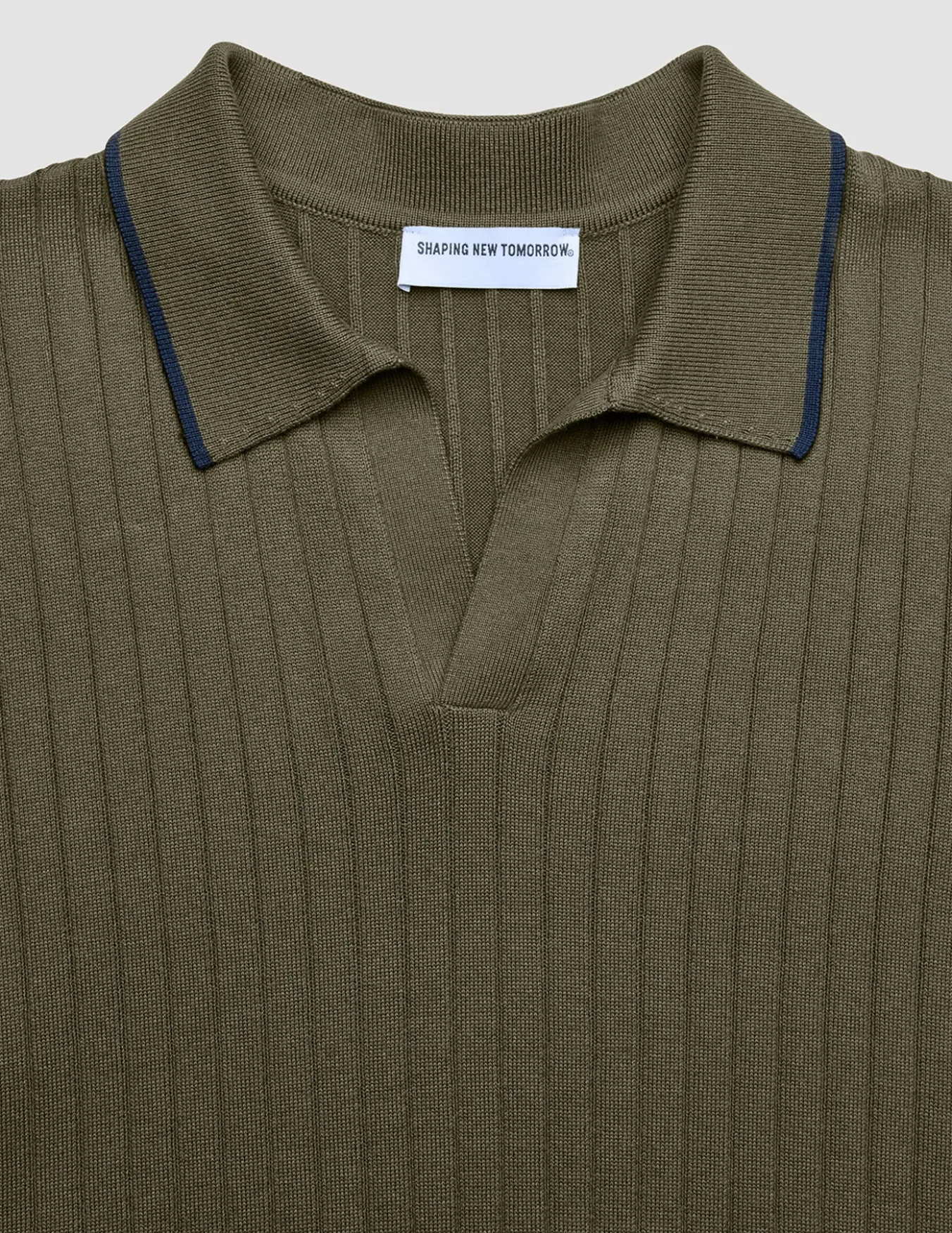 V-Neck Knit Short Sleeve Polo Green Night