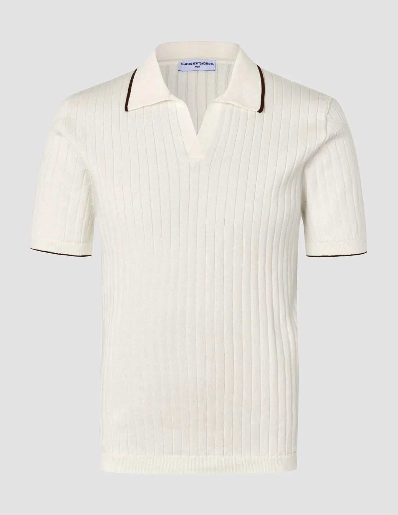 V-Neck Knit Short Sleeve Polo White