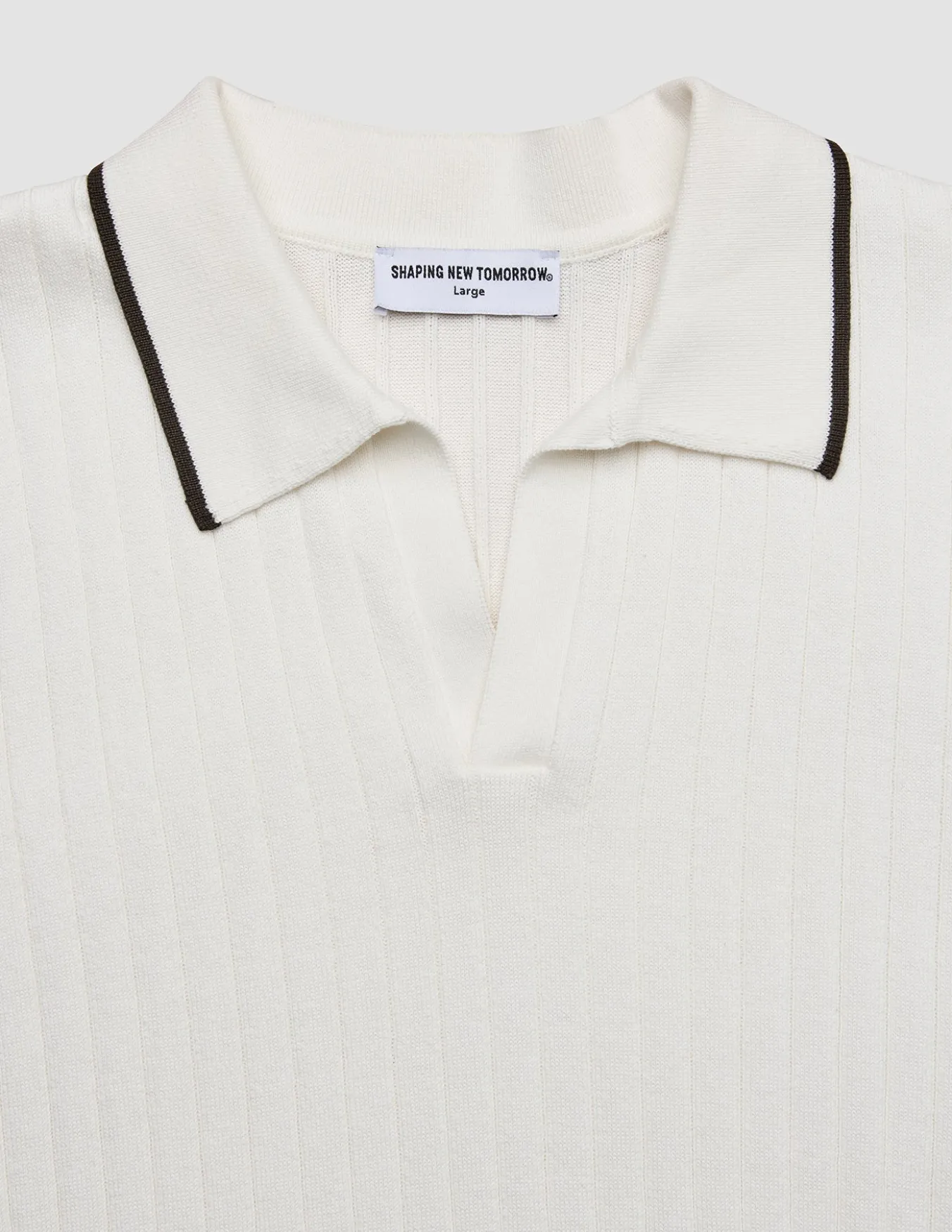 V-Neck Knit Short Sleeve Polo White