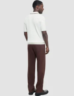 V-Neck Knit Short Sleeve Polo White