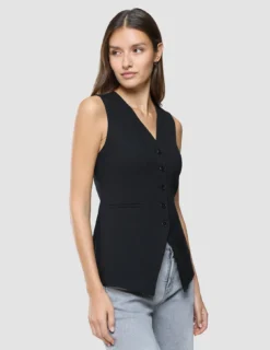 Women Ease Long Vest Black
