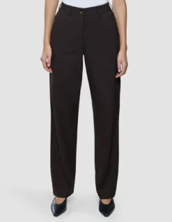Women Ease Pants Straight Mocha Melange