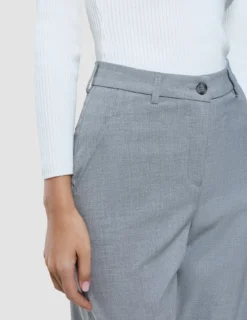 Women Ease Pants Straight Steel Melange