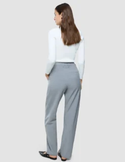 Women Ease Pants Straight Steel Melange