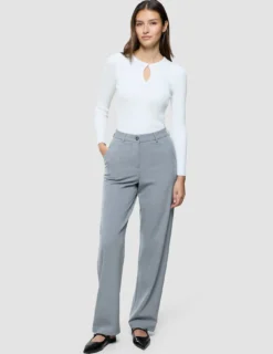Women Ease Pants Straight Steel Melange