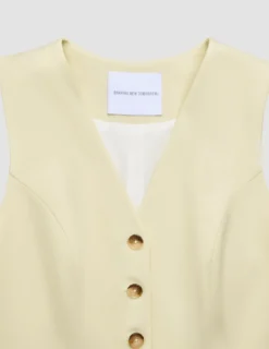 Women Essential Long Vest Misty Yellow