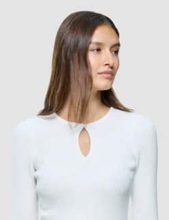 Women Fine Knit Rib Long Sleeve Off White