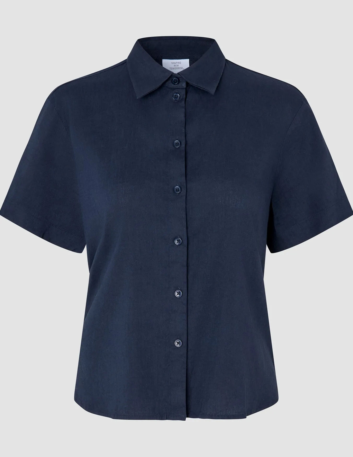 Women Linen Shirt Short Sleeved Night Sky
