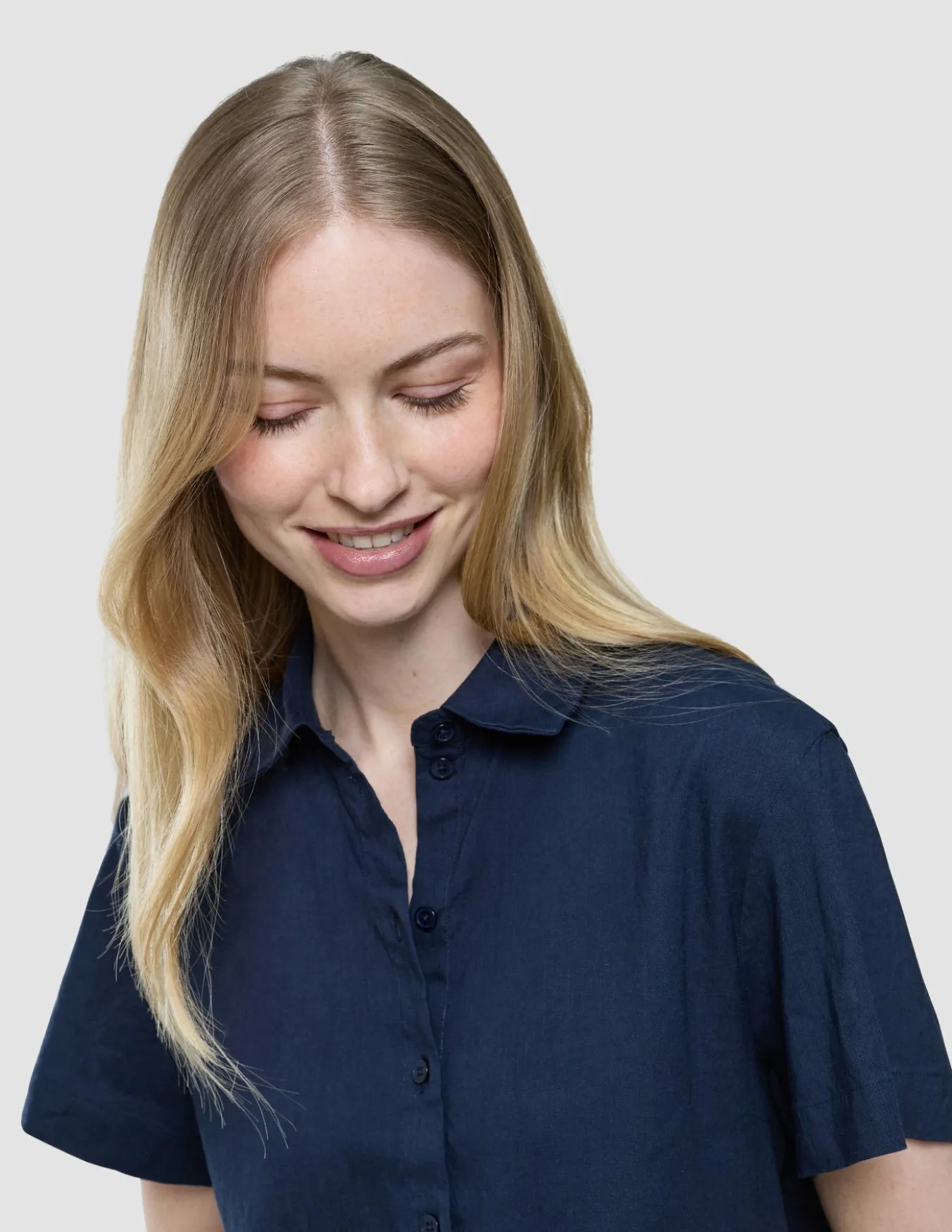 Women Linen Shirt Short Sleeved Night Sky
