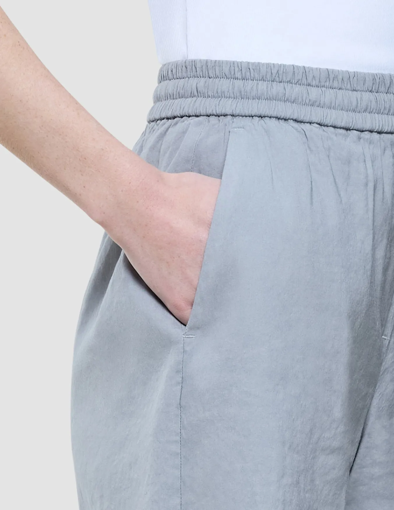 Women Linen Shorts Relaxed Stone Grey
