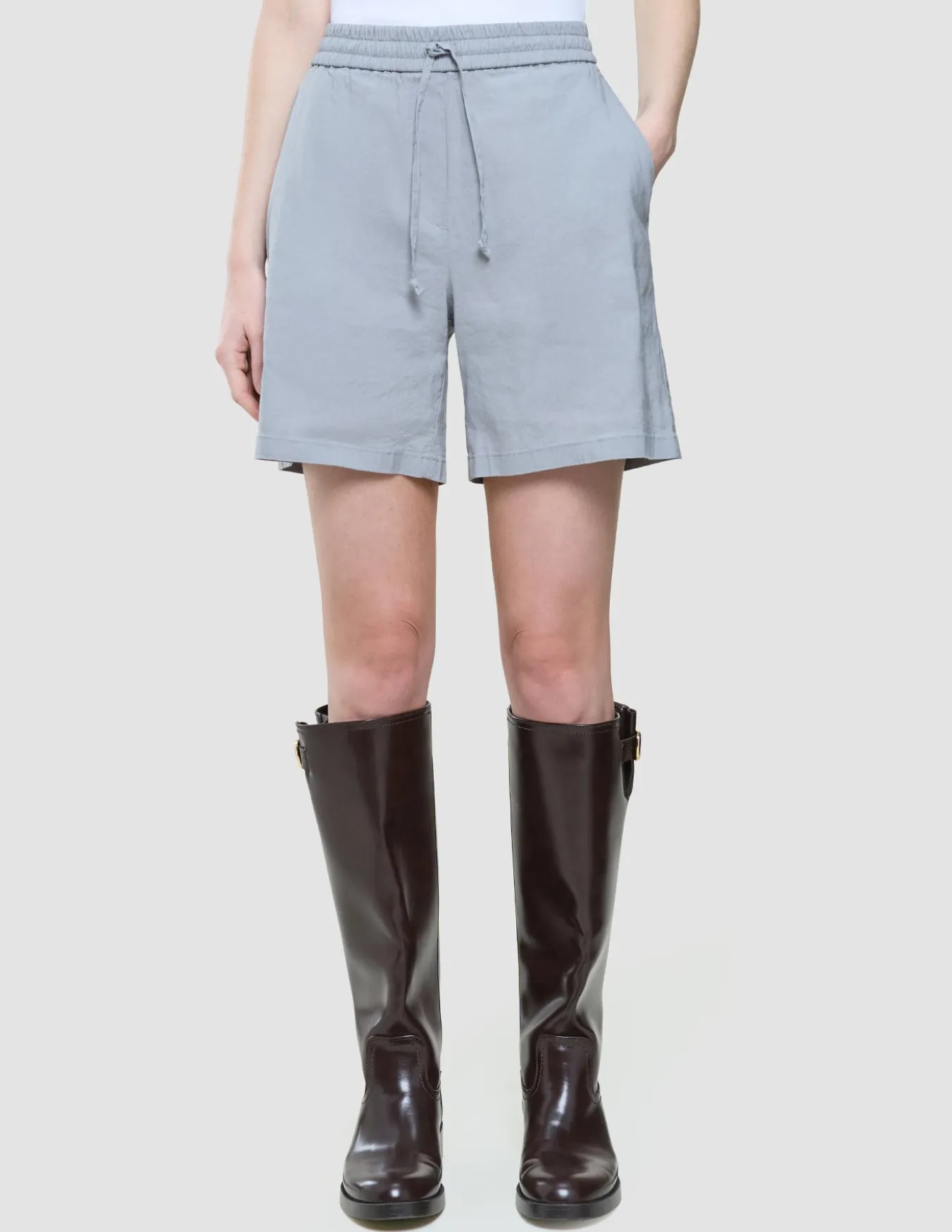 Women Linen Shorts Relaxed Stone Grey
