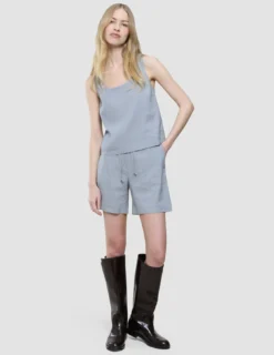 Women Linen Top Stone Grey
