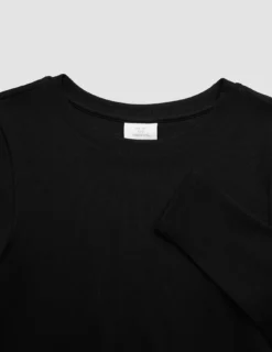 Women Rib T-Shirt Long Sleeve Black