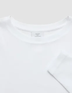 Women Rib T-Shirt Long Sleeve White