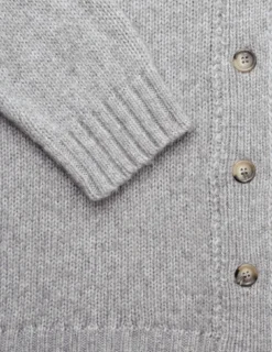 Women's Chunky Soft Wool Knit Cardigan Medium Grey Melange