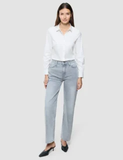 Women's Classic Jeans Straight Light Grey Washed