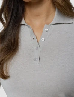 Women's Elevated Knit Polo Cold Beige Melange