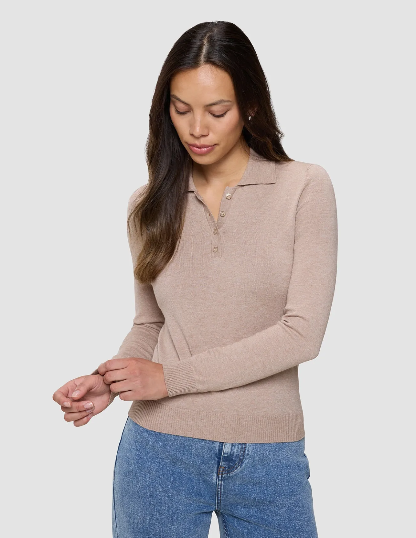 Women's Elevated Knit Polo Copper Melange