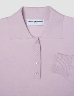 Women's Elevated Knit Polo Soft Pink Melange